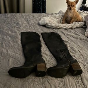 Hinge Tall Black over the knee boots with heel  size 8 suede